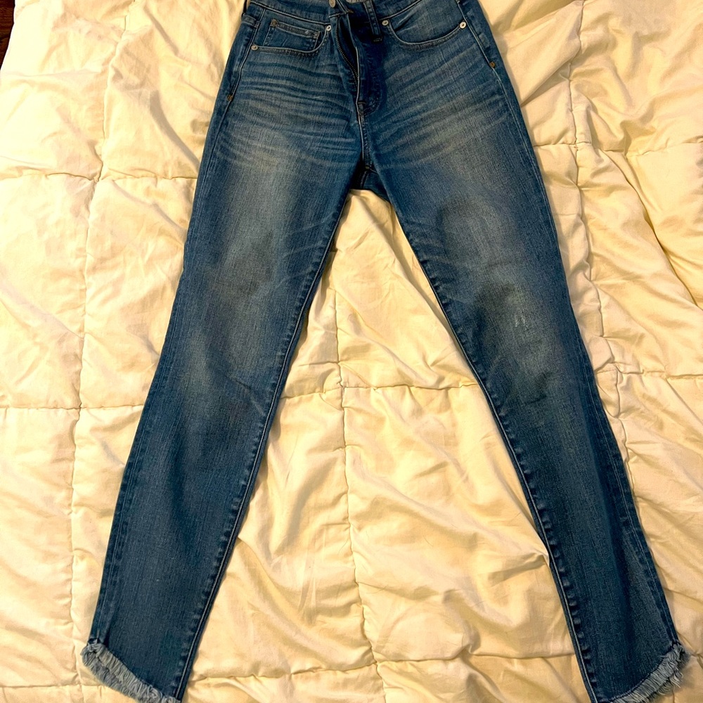 Madewell high rise raw hem skinny jeans